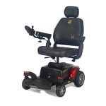 Golden Technologies BuzzAbout GP164 power wheelchair in red with high-back seat and joystick controls