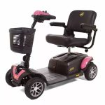 Buzzaround EX 4-Wheel mobility scooter in pink with black seat and armrests