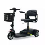 Golden Technologies Buzzaround LT 3-Wheel mobility scooter with stadium seat and front basket, side view