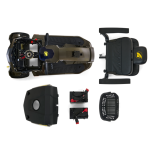 Golden Companion HD mobility scooter disassembled into parts including seat, batteries, and front basket