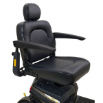 Close-up of extra-wide swivel captain’s seat on Golden Companion HD mobility scooter