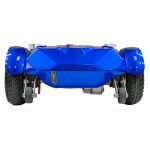 Close-up view of the Transformer 2 Scooter’s rear wheels and blue chassis