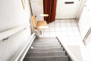 Automatic stairlift isntalled on staircase