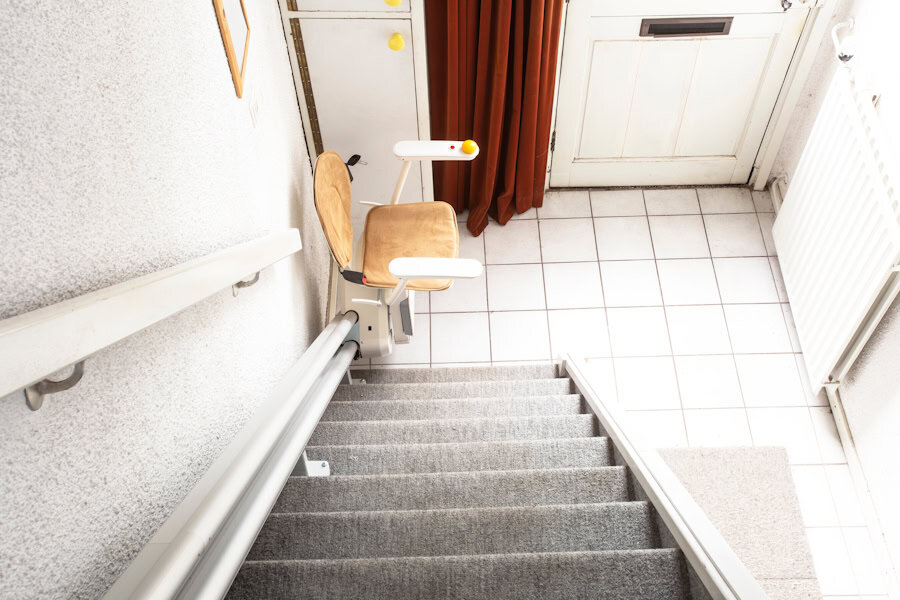 Automatic stairlift isntalled on staircase